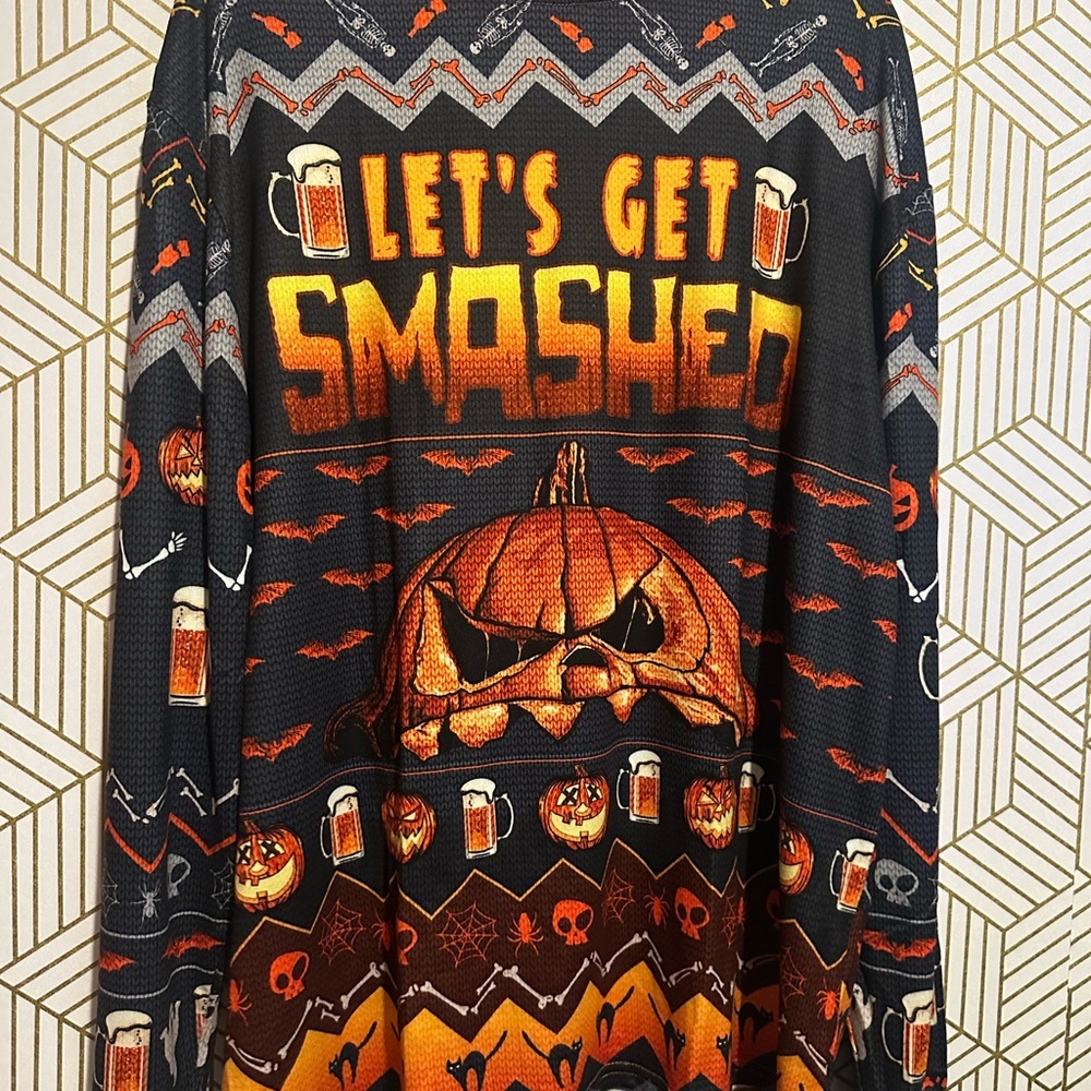 Men’s XL “Let’s Get Smashed” Halloween Long Sleeve Shirt – NWT
